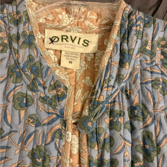 Orvis Blue and Beige Quilted Reversible Coat - Picture 2 of 3